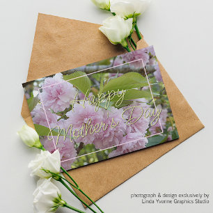 Carte Fleurs de printemps rose pastel personnalisées