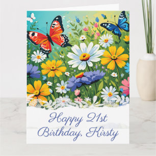 Carte Fleurs de printemps vibrantes aquarelle Anniversai