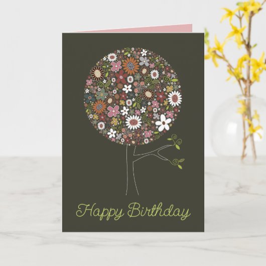 Carte Fleurs de printemps Whimsical Pop Tree Chic Annive (Fleur jaune)