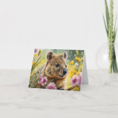 Carte Fleurs de Quokka Mignonnes Illustration Aquarelle (Devant)