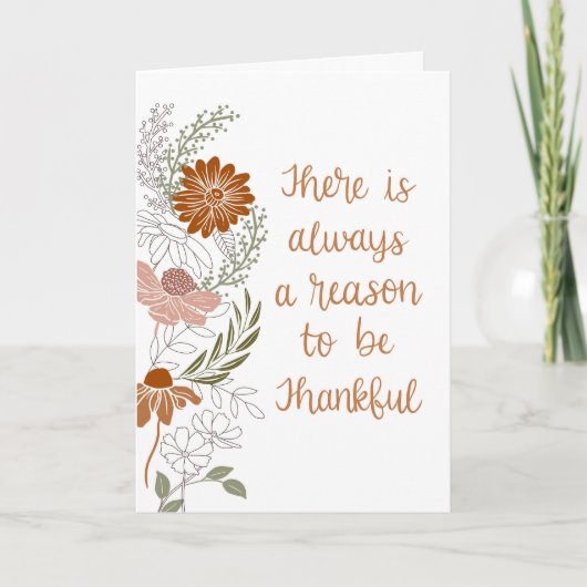 Carte Fleurs de remerciement et Feuilles vierges à l'int (Devant)