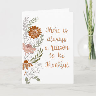 Carte Fleurs de remerciement et Feuilles vierges à l'int