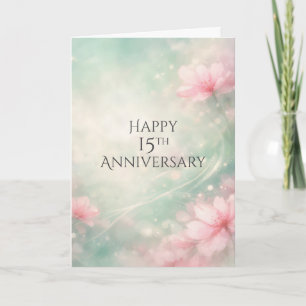 Carte Fleurs de rêve pour le 15e anniversaire sur fond v