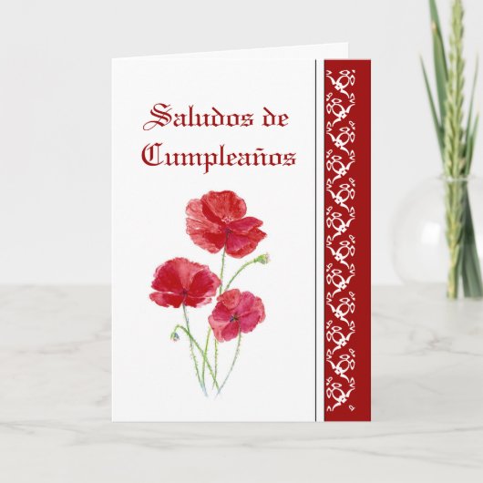 Carte Fleurs de Saludos de   Cumpleaños Red (Devant)