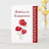Carte Fleurs de Saludos de   Cumpleaños Red (Fleur jaune)