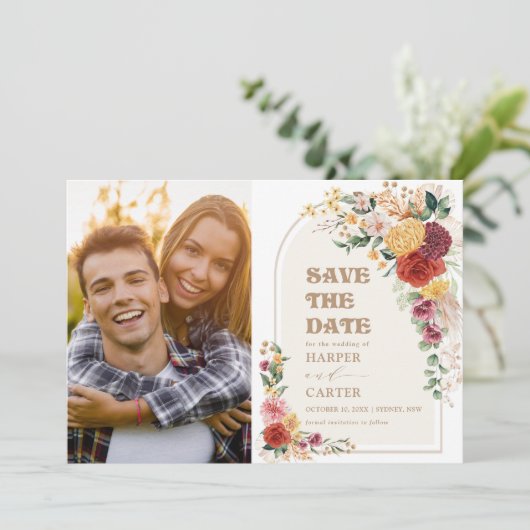 Carte Fleurs de sauce en laiton rustique Pampas Enregist (Debout devant)