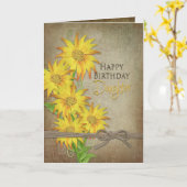 Carte Fleurs de soleil - Anniversaire - Fille (Fleur jaune)