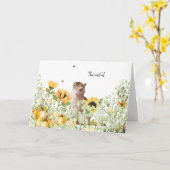 Carte Fleurs de soleil aquarelle et Thanksgiving de chat (Fleur jaune)