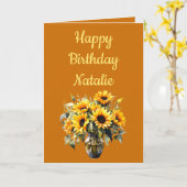 Carte Fleurs de soleil d'anniversaire thématiques d'auto (Fleur jaune)