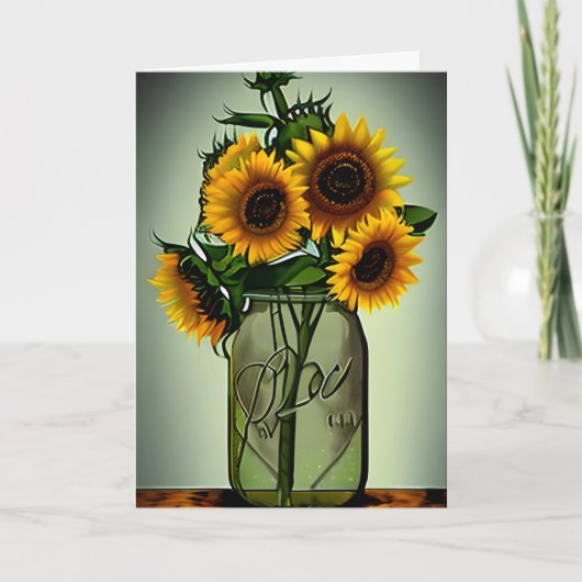 Carte Fleurs de soleil dans Vases Art Anniversaire (Devant)