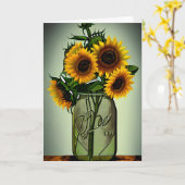 Carte Fleurs de soleil dans Vases Art Anniversaire (Fleur jaune)