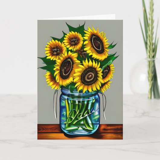 Carte Fleurs de soleil dans Vases Art Meilleur Ami Anniv (Devant)