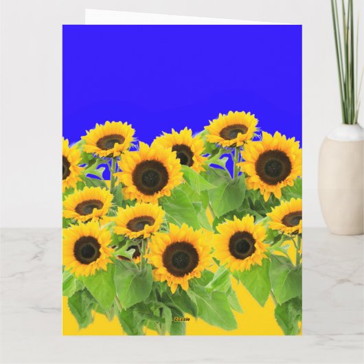 Carte Fleurs de soleil - drapeau ukrainien Paix Liberté  (Dos)