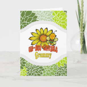 Carte Fleurs de soleil et abeilles de Grammy