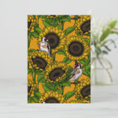 Carte Fleurs de soleil et ailerons d'or sur orange (Debout devant)