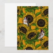 Carte Fleurs de soleil et ailerons d'or sur orange (Devant / Derrière)