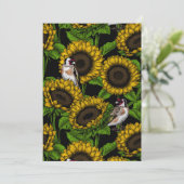 Carte Fleurs de soleil et ailerons sur noir (Debout devant)