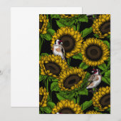 Carte Fleurs de soleil et ailerons sur noir (Devant / Derrière)