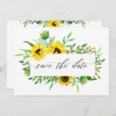 Carte Fleurs de soleil jaunes Mariage rustique Enregistr (Devant / Derrière)