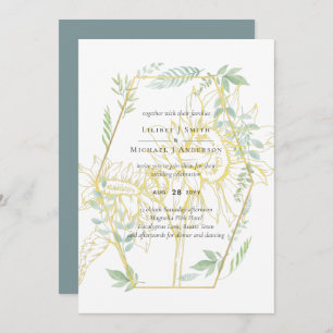 Carte Fleurs de soleil modernes Mariage d'or Sage