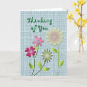 Carte Fleurs de style artisanal qui pensent à vous (Fleur jaune)