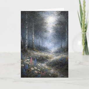 Carte Fleurs de sympathie dans une forêt de bouleaux au