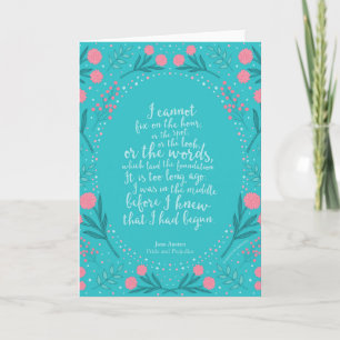 Carte Fleurs de Teal et Rose Jane Austen Orgueil et Préj