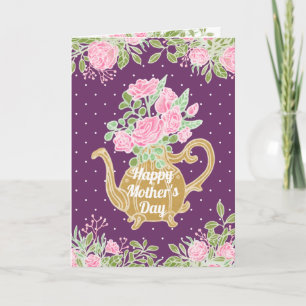 Carte Fleurs de thé en or Joyeuse fête des mères