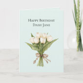 Carte Fleurs de tulipes blanches Menthe Anniversaire (Devant)