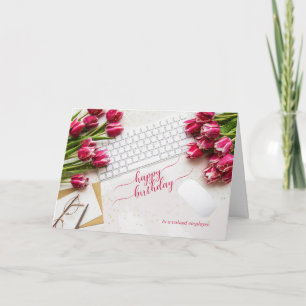 Carte Fleurs de tulipes roses pour l'anniversaire d'une