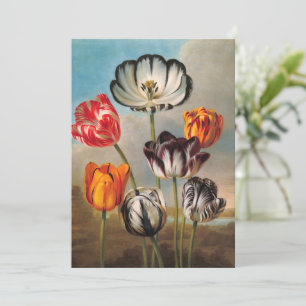 Carte Fleurs de tulipes variées vintage dans un paysage