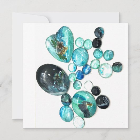 Carte Fleurs de verre de mer et bling (Devant)