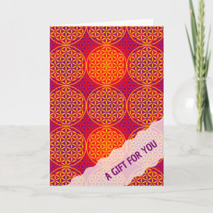 Carte FLEURS DE VIE - motif rose orange