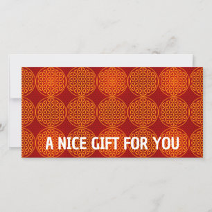 Carte FLEURS DE VIE - motif rouge orange