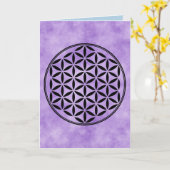 Carte FLEURS DE VIE - Symbole de géométrie sacrée plein  (Fleur jaune)