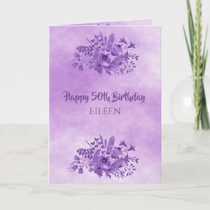 Carte Fleurs de violet à 50e anniversaire