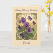 Carte Fleurs de violette Fête d'anniversaire de février (Fleur jaune)