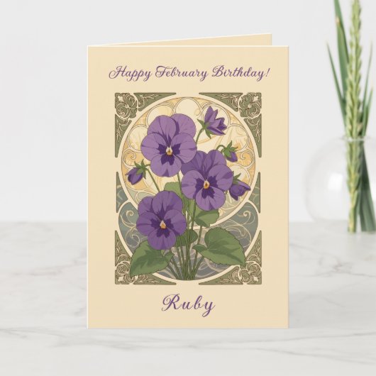 Carte Fleurs de violette pour anniversaire de février da (Devant)