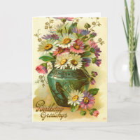 Fleurs de voeux d'anniversaire 1915 vintage