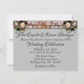 Carte Fleurs, dentelle et fer à cheval Mariage de ruban  (Dos)