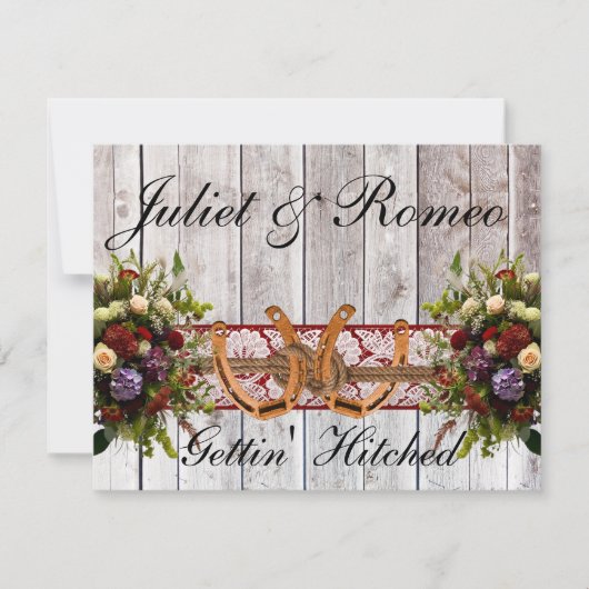 Carte Fleurs, Dentelles et fer à cheval, Mariage de ruba (Devant)