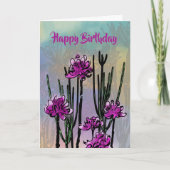 Carte Fleurs Désertiques Modernes Anniversaire (Devant)