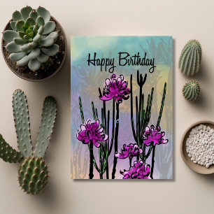 Carte Fleurs Désertiques Modernes Anniversaire