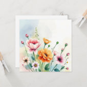 Carte Fleurs d'été à l'aquarelle (Devant/Arrière en situation)