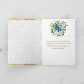 Carte Fleurs d'été bleu et marine Gold Foil Anniversaire (Intérieur)