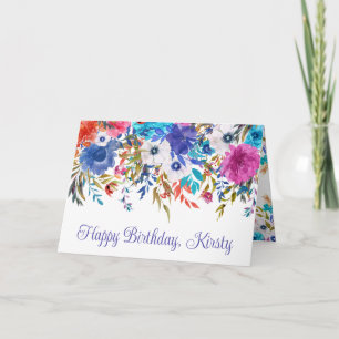 Carte Fleurs d'été lumineuses aquarelle pour anniversair