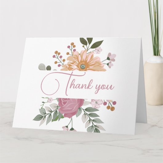 Carte Fleurs d'été Mariage Merci (Devant)