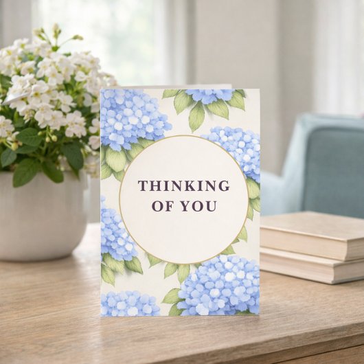 Carte Fleurs d'hortensia bleues | Pensées pour vous
