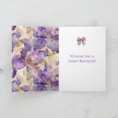 Carte Fleurs d'iris abstraites violettes blanches dorées (Intérieur)