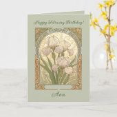 Carte Fleurs d'iris d'anniversaire de février de style A (Fleur jaune)